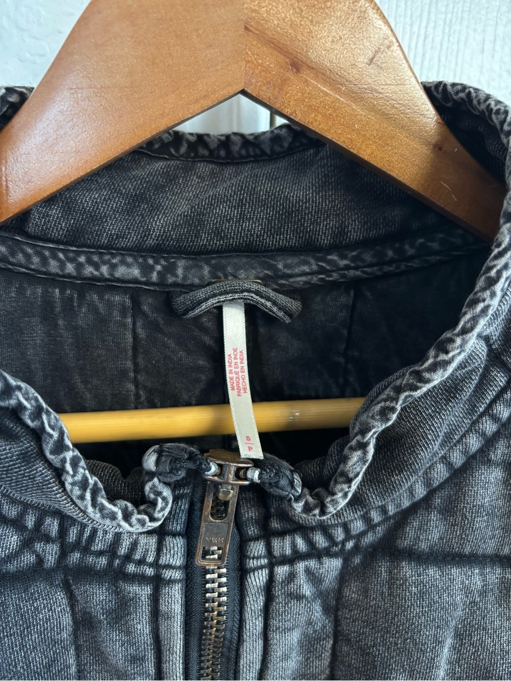 Free People Dolman Quilted Knit Washed Black Jacket Size S - Picture 5 of 5